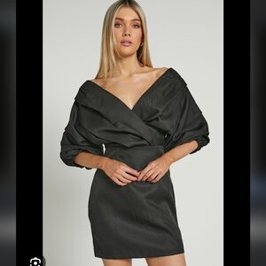 SHOWPO | Anastasija Off Shoulder V Neck Mini Dress w Puff Sleeve